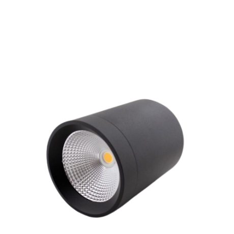 Led Cylinder Downlight 10W 3000K Black Round